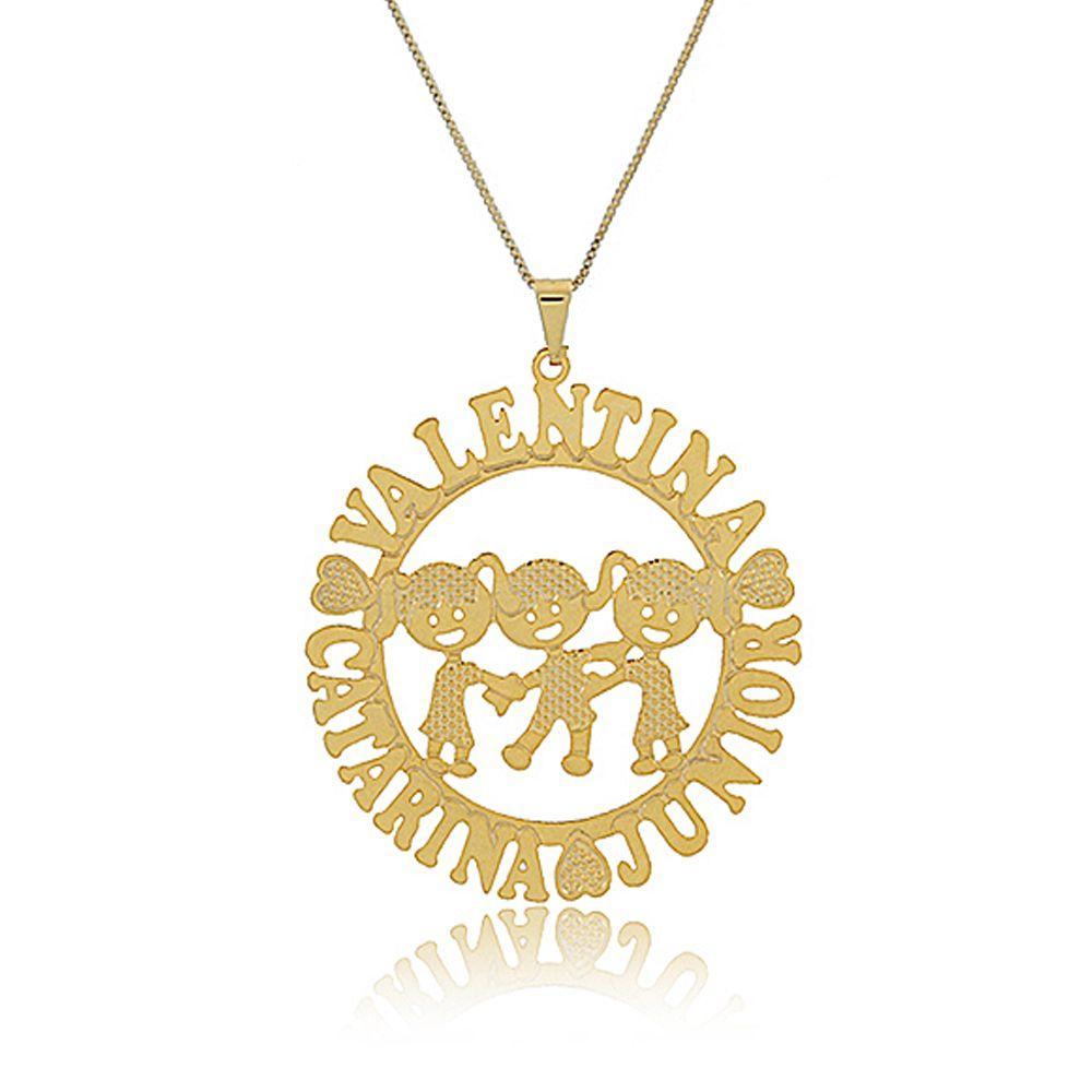 Colar Mandala Com Filhos E Nomes Folheado Em Ouro 18k - 4