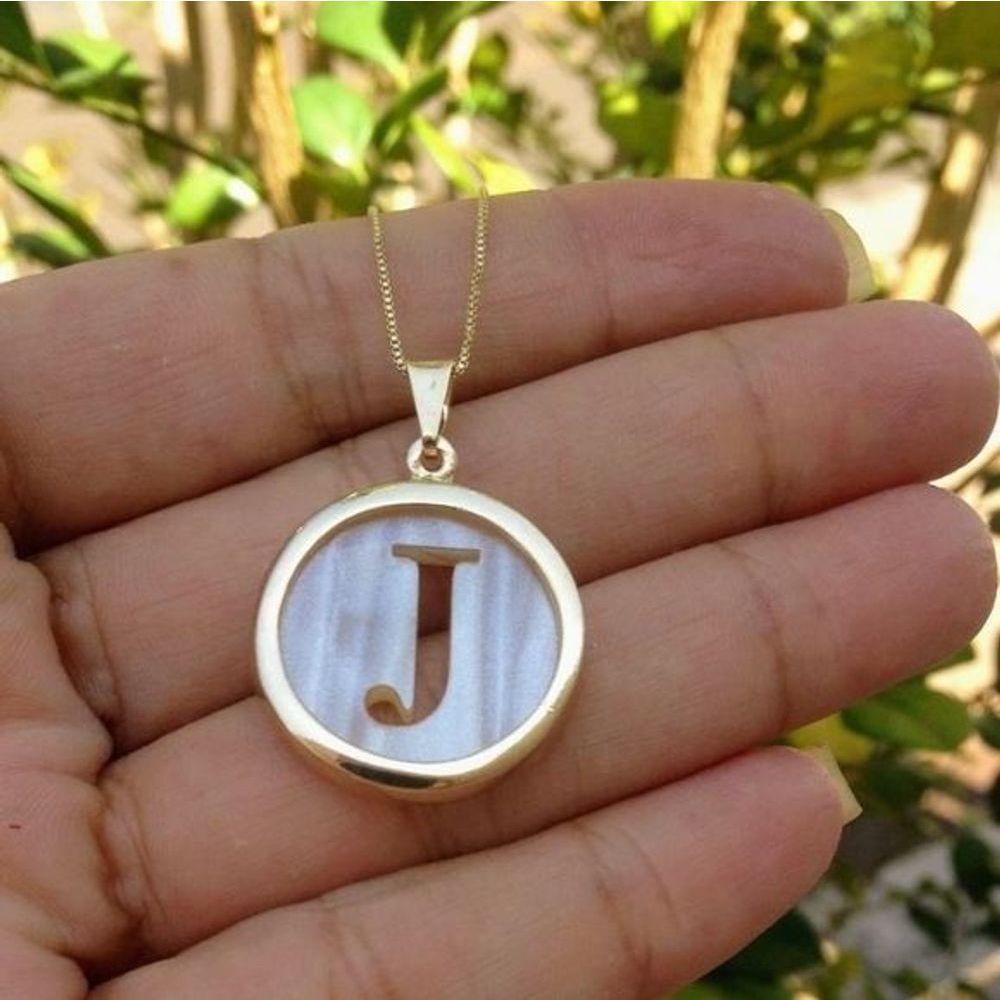 Gargantilha Personalizada Letra Inicial Redondo Banhada A Ouro 18k - 1