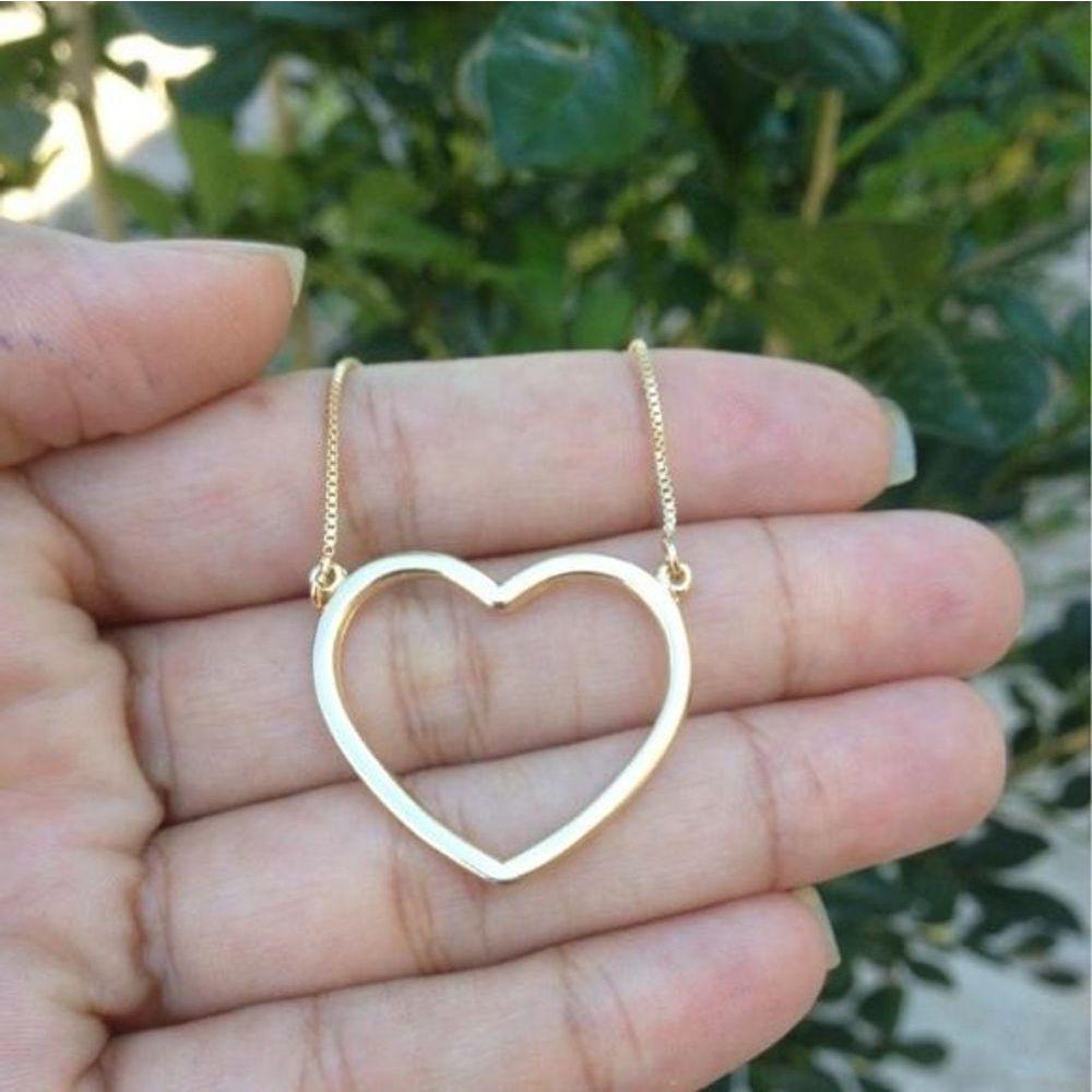 Gargantilha Coração Vazado Banhado A Ouro - 1