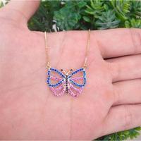 Gargantilha Borboleta Cravejada Banhado A Ouro - 1