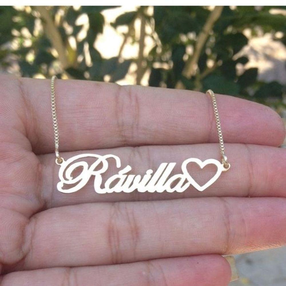Gargantilha Personalizada Com Coração Banhada A Ouro 18k - 1