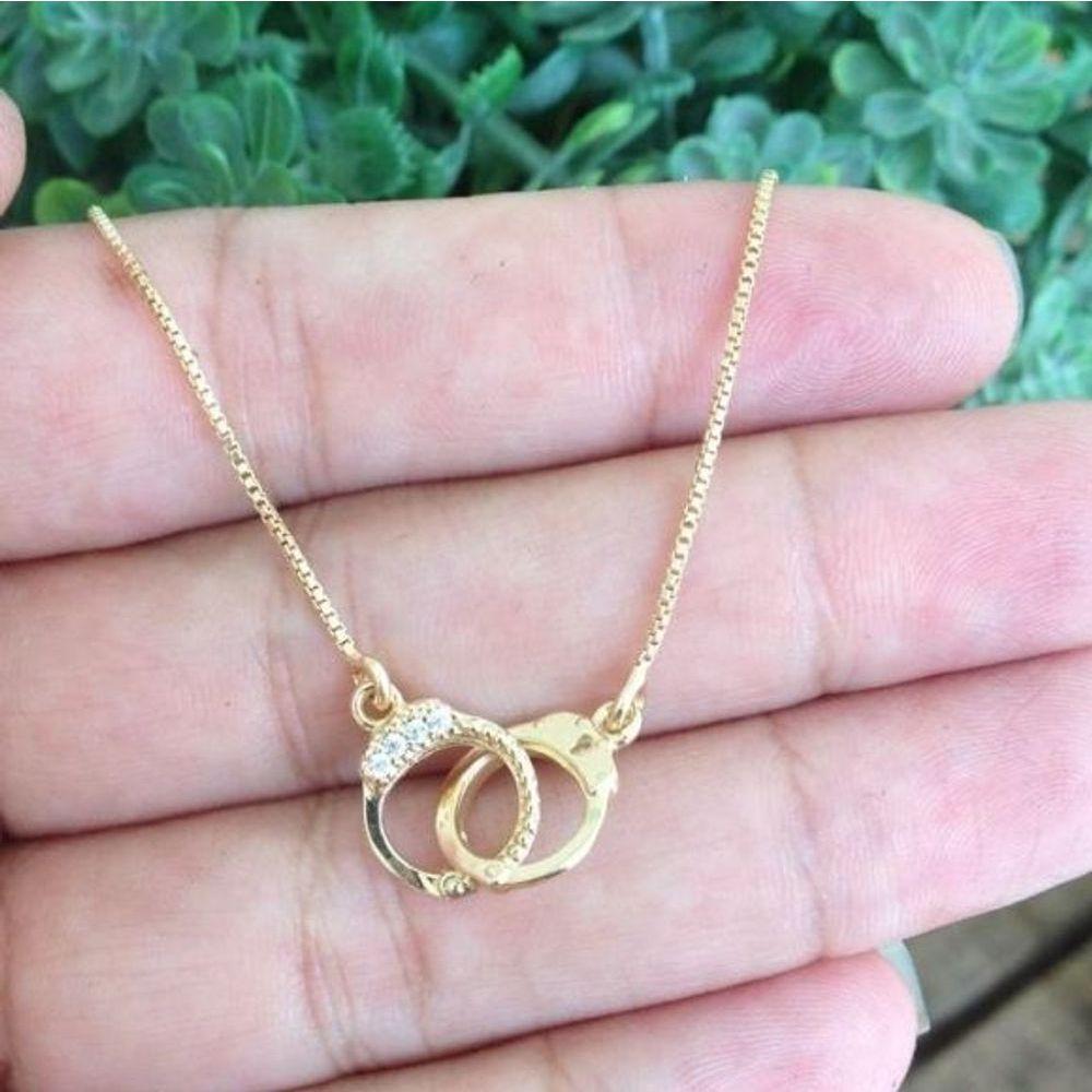 Gargantilha Algemas Banhado A Ouro Delegada - 1