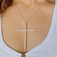 Gargantilha Cruz Grande Cravejada Banhada A Ouro - 1