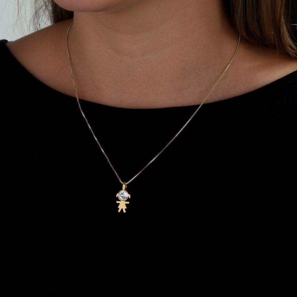 Colar Menina Com Cristal Com Revestimento Em Ouro - 3