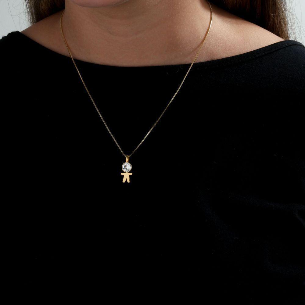Colar Menino Com Cristal Com Revestimento Em Ouro - 6