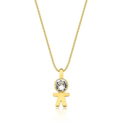 Colar Menino Com Cristal Com Revestimento Em Ouro