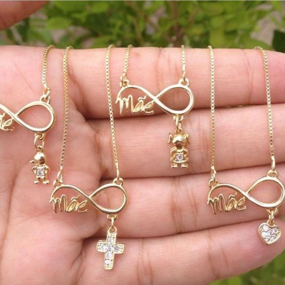 Colar Gargantilha Canga Mãe Com Filhos Banhado A Ouro - 1