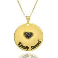 Colar Personalizado Circular Chapado Com Coração Em Zircônia - 3