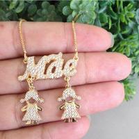 Gargantilha Mãe Com 1 Filho(a) Ou 2 Filhos (as) Cravejado Banhado A Ouro 18k - 5