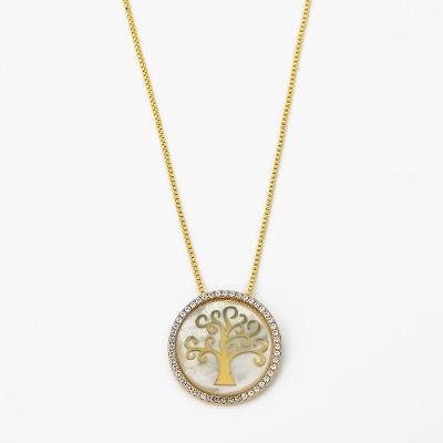 Colar árvore Vida Marepérola Cravejada Zircônia Banhada Ouro 18k