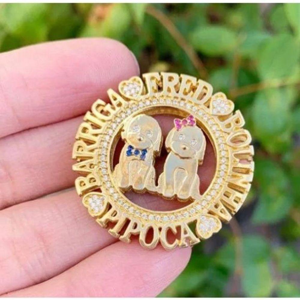 Gargantilha Mandala Dog Cachorro Personalizada Banhado A Ouro - 1
