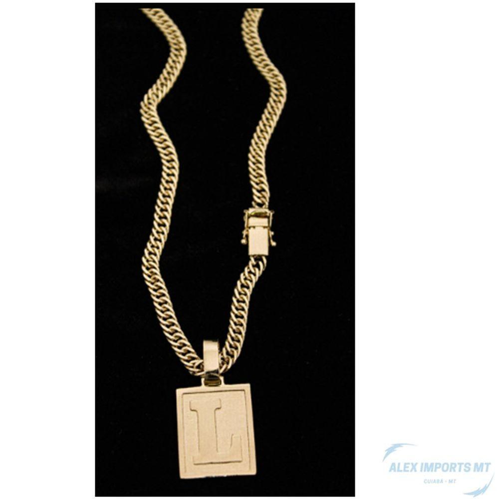 Colar Grumet Correntes Cordão Com A Inicial L - 2