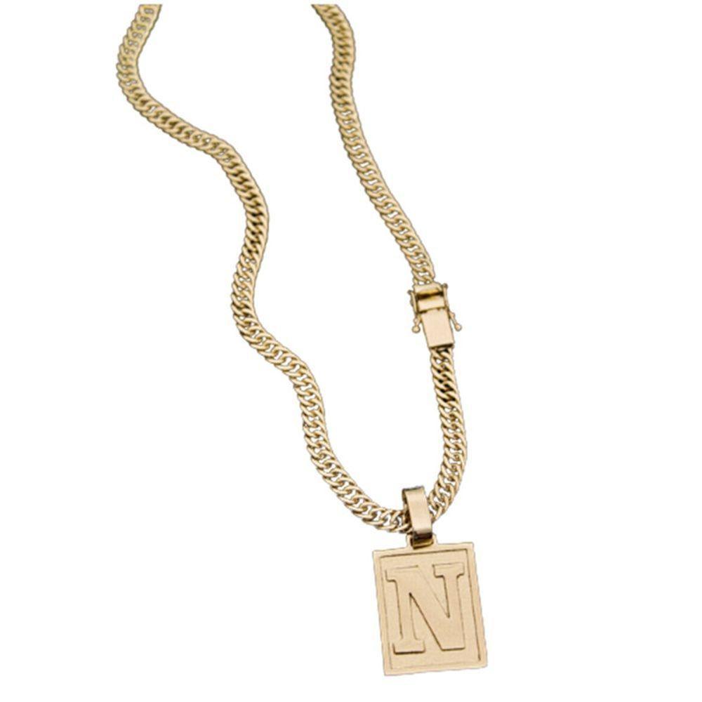 Colar Grumet Duplo Pingente Com A Inicial Para Nomes Com N - 1