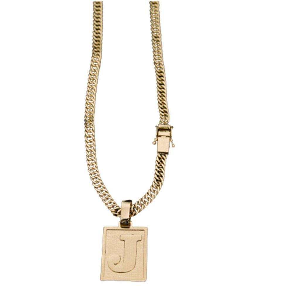 Colar Grumet Duplo Fecho Lateral Com A Inicial J - 1