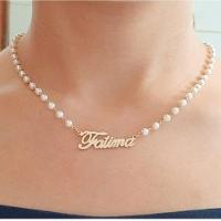 Gargantilha Manuscrito Corrente Perola Banhada A Ouro 18k - 3