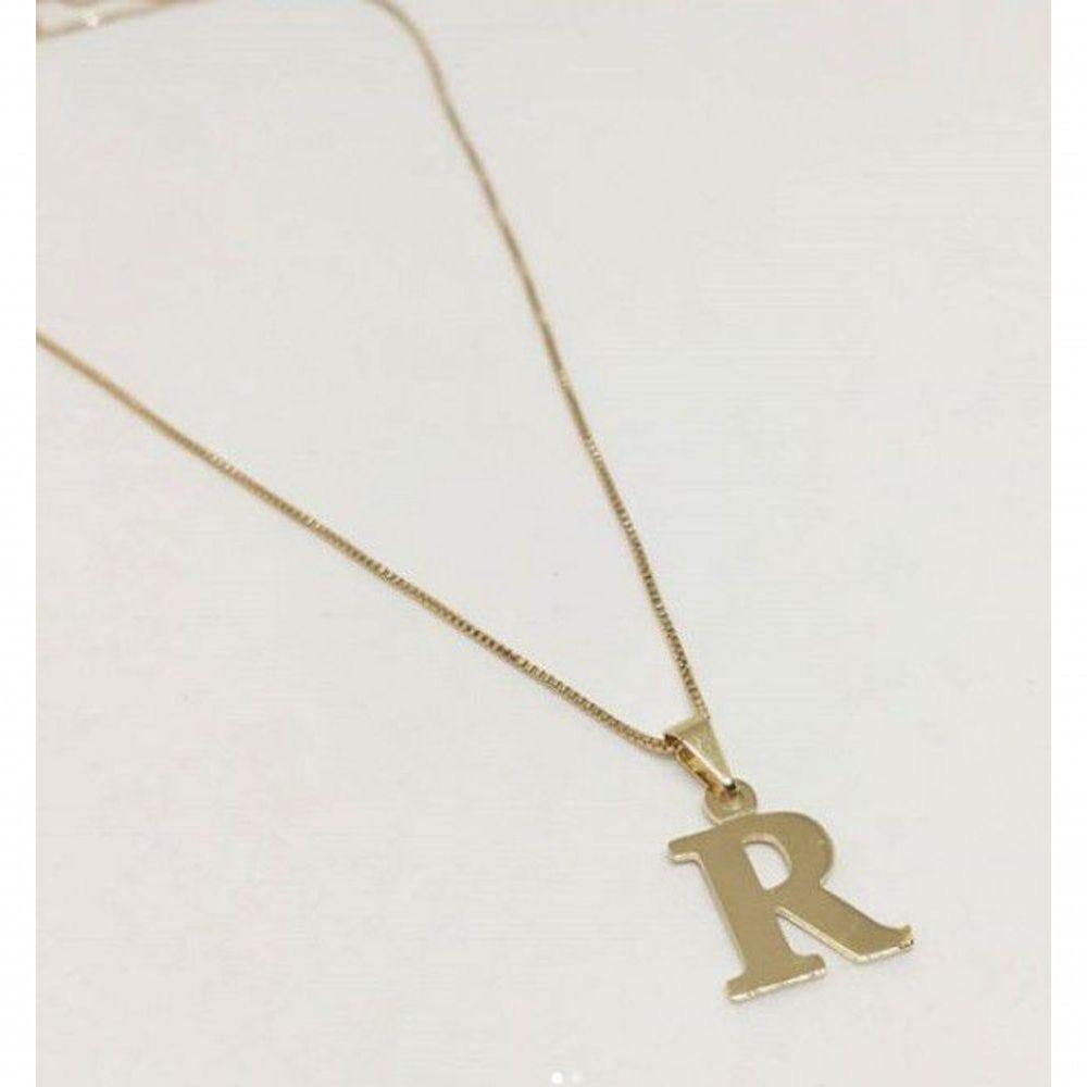 Gargantilha Letra Inicial Banhado A Ouro 18k - 1