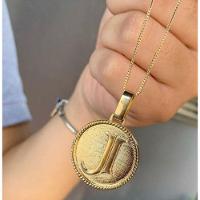 Gargantilha Personalizada Medalha Inicial Banhado A Ouro - 1