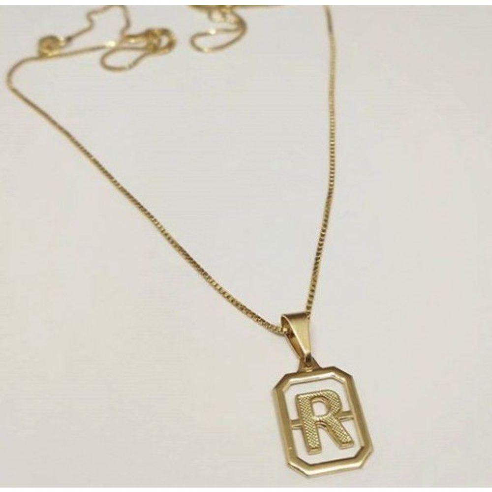 Gargantilha Medalha Letra Inicial Personalizada Banhado A Ouro 18k - 1
