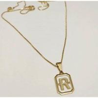 Gargantilha Medalha Letra Inicial Personalizada Banhado A Ouro 18k - 1