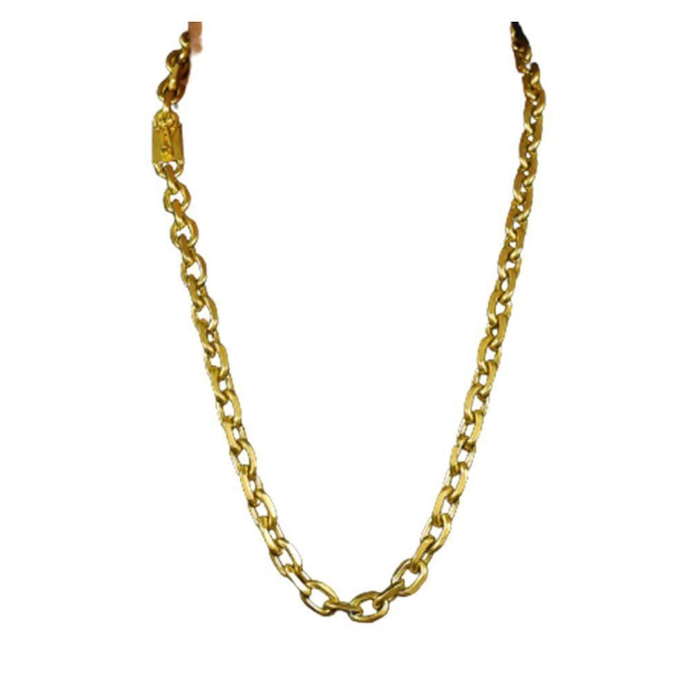 Cordão Corrente Cadeado Quina 12Mm Moedas Antigas - 1