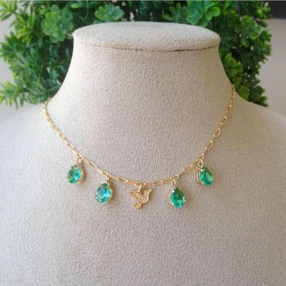 Chocker Gota +pingente Espirito Santo Banhado A Ouro 18k - 1