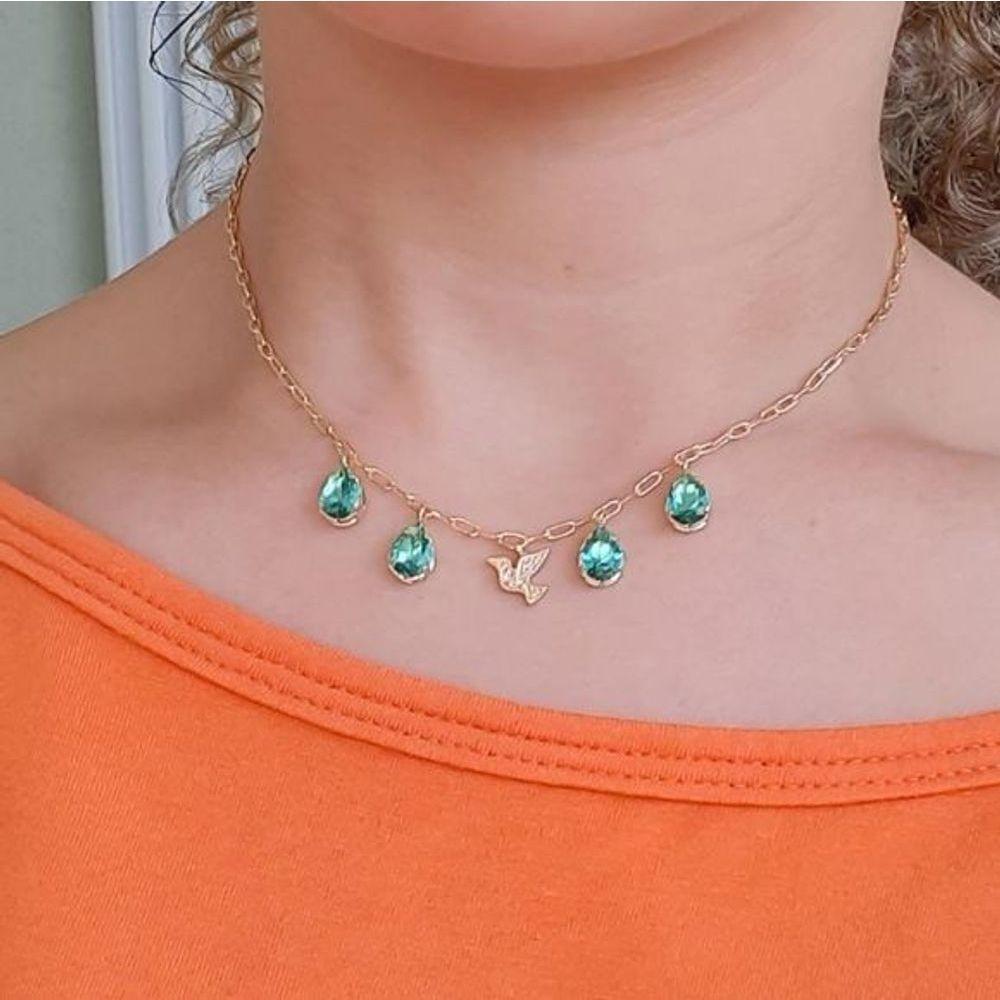 Chocker Gota +pingente Espirito Santo Banhado A Ouro 18k - 2