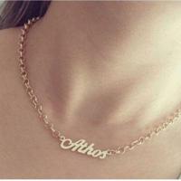 Gargantilha Manuscrito Com Corrente Portuguesa Banhado A Ouro - 1