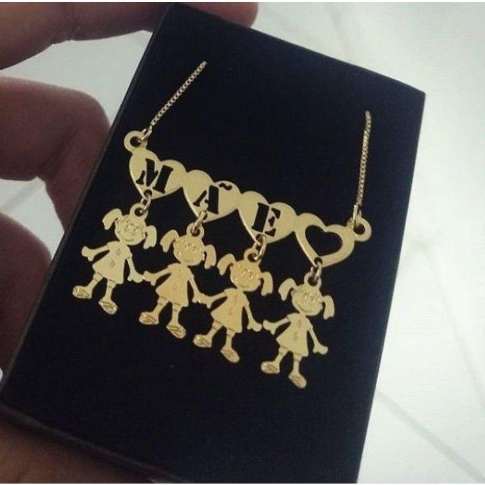 Gargantilha Canguinha Coração Letras Personalizadas Com Pingentes Banhado A Ouro - 1