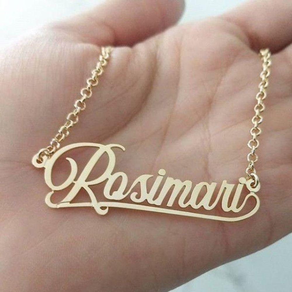 Gargantilha Manuscrito Personalizado Banhado A Ouro - 1