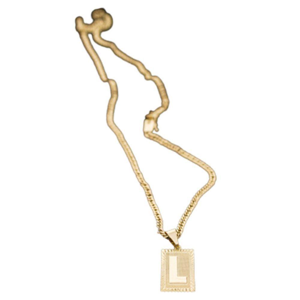 Colar Grumet Duplo 3mm Não Descasca Com Inicial L - 1