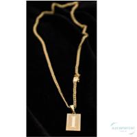 Colar Grumet Duplo 3mm Pingente Com A Letra I - 2