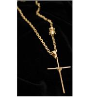 Cordão Corrente Com Pingente Cruz Fio Palito Colar - 2