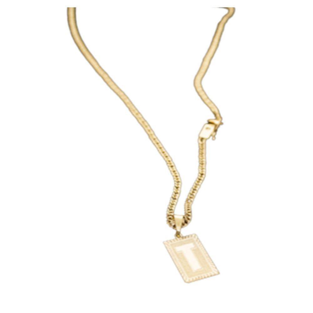 Colar Grumet Correntes Com Inicial Da Letra T - 1