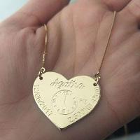 Gargantilha Coração Dados Do Nascimento Banhado A Ouro - 1