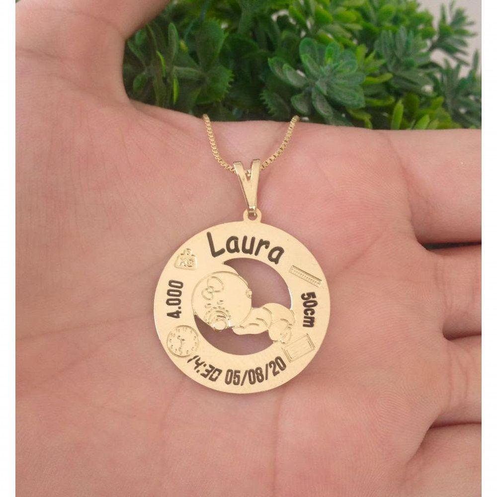 Gargantilha Mandala Personalizada Dados Do Nascimento (gravação Laser) - 2