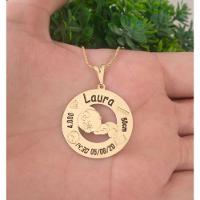 Gargantilha Mandala Personalizada Dados Do Nascimento (gravação Laser) - 2