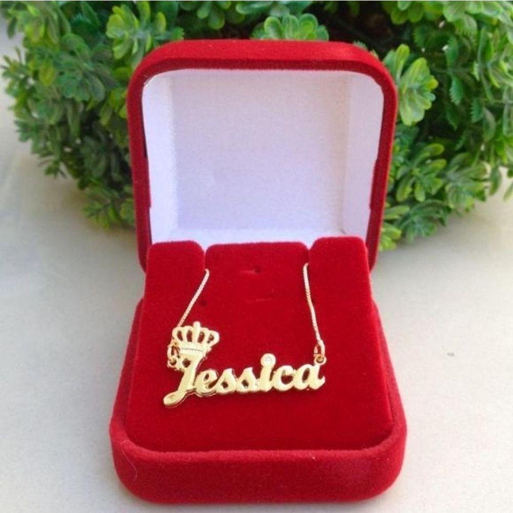 Gargantilha Manuscrito Coroa Banhado Ouro - 1