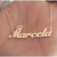 Gargantilha Manuscrito Coroa Banhado Ouro - 2