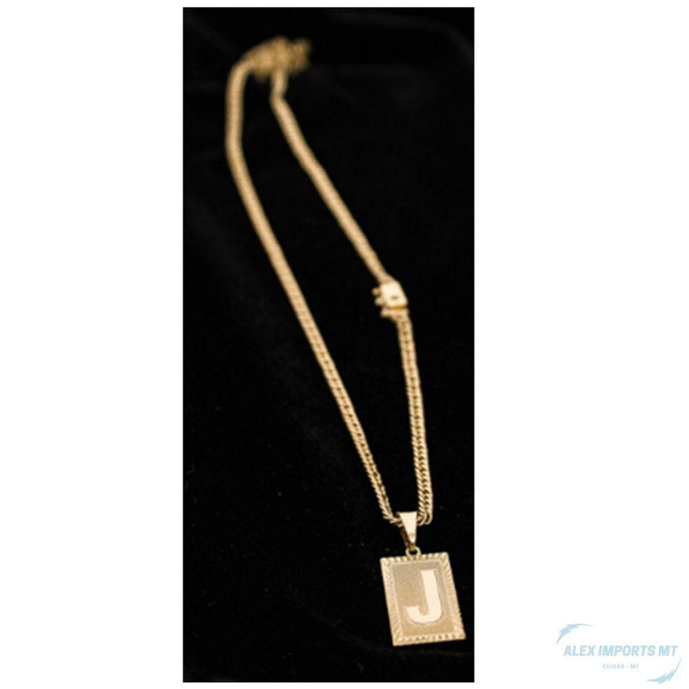 Colar Grumet 3mm Pingente Com A Inicial De Letra J - 2