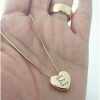 Gargantilha Coração Inicial Cravejada Banhado A Ouro - 1