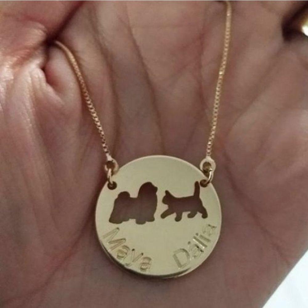 Gargantilha Mandala Personalizada Animais De Estimação Banhado A Ouro - 1