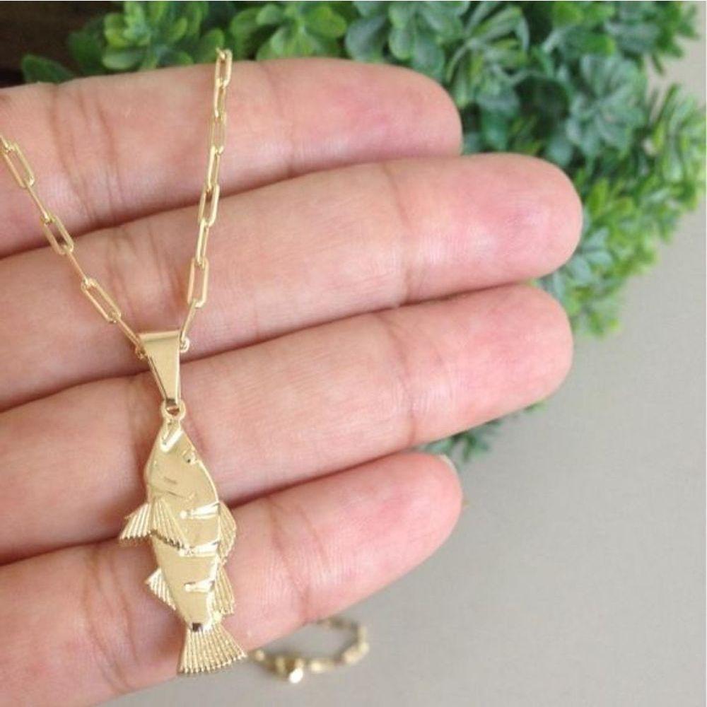 Corrente Masculina Com Pingente Tucunaré Banhado A Ouro 18k - 2