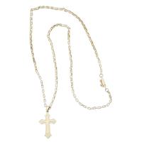 Cordão Tijolinho Com Pingente Cruz Vitoriana Banhada A 18k - 1