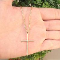 Corrente Masculina Elo Cartier Pingente De Cruz Banho De Ouro - 1