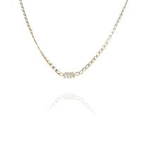 Choker De Corrente Chapada Com Zircônias Ao Centro Folheado A Ouro 18K - 1