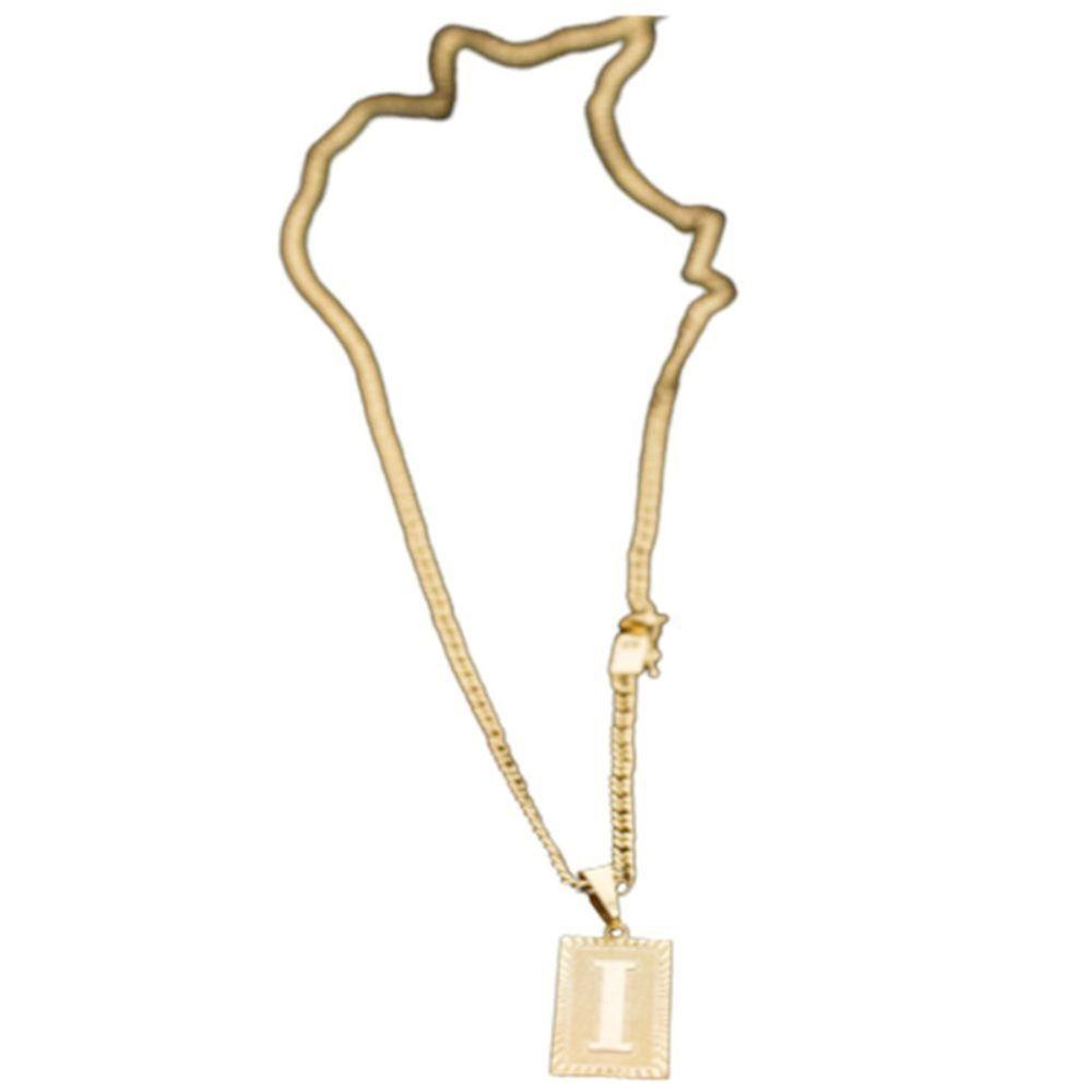 Colar Grumet Duplo 3mm Pingente Com A Letra I - 1