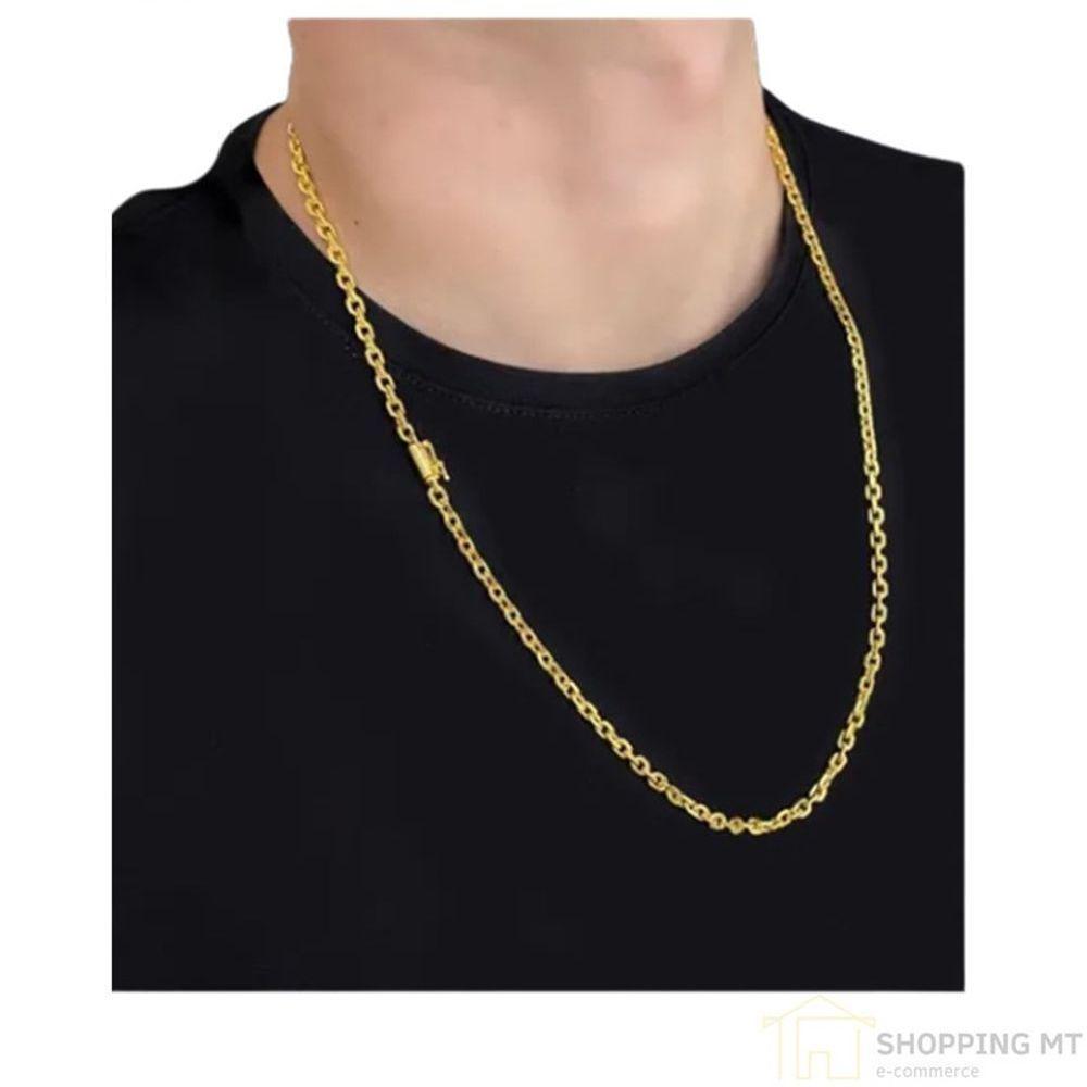 Cordão Kit 4 Mm Cadeado Pulseira + Pingente Joias Maciças - 2