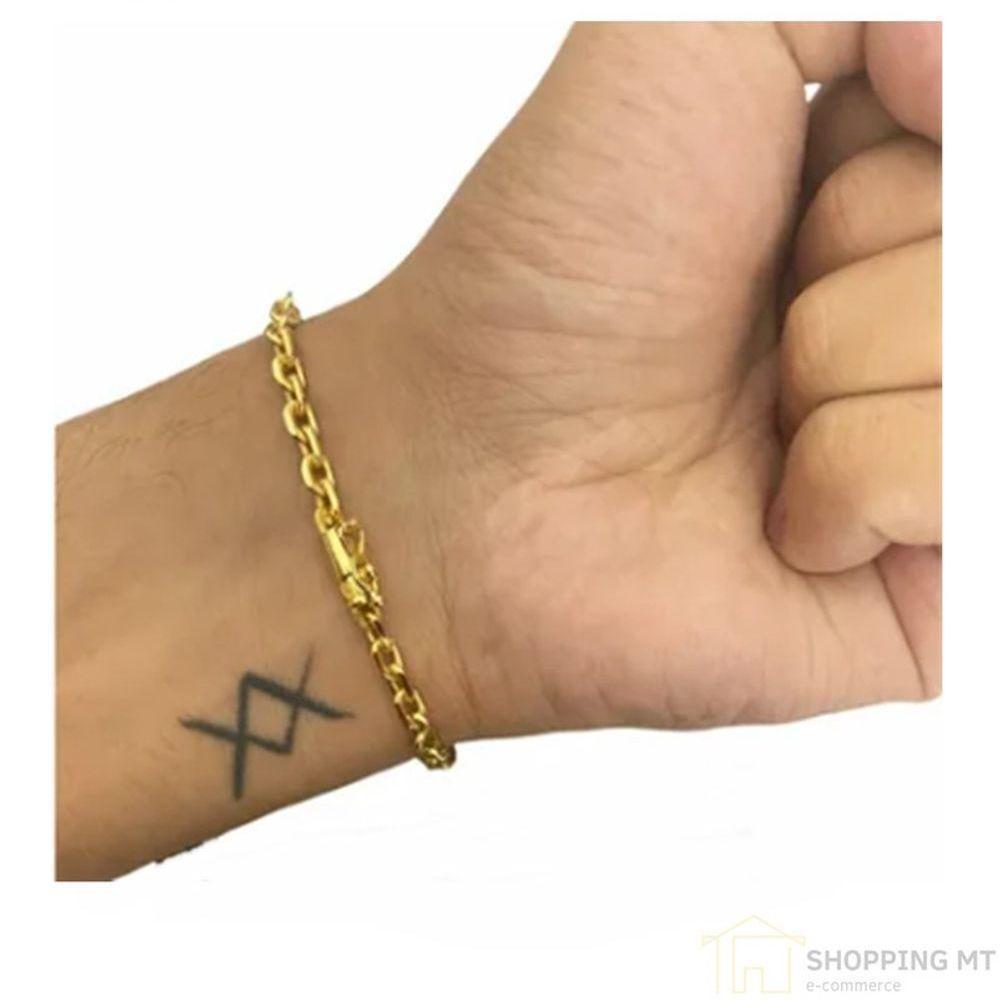 Cordão Kit 4 Mm Cadeado Pulseira + Pingente Joias Maciças - 3