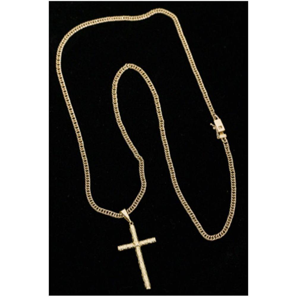 Cordão Grumet Duplo Fecho Gaveta Pingente Cruz Palito Fina - 2