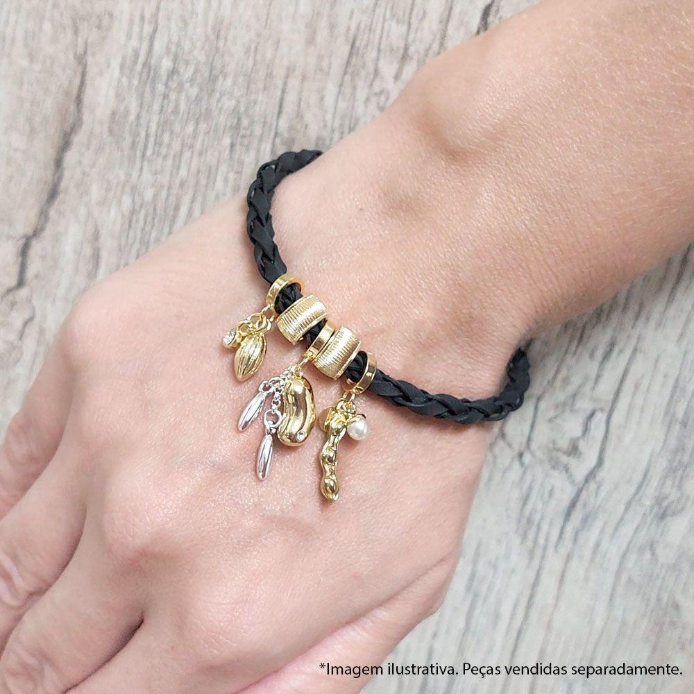 Charm Cacau Com Ponto De Luz Revestido Em Ouro - 3